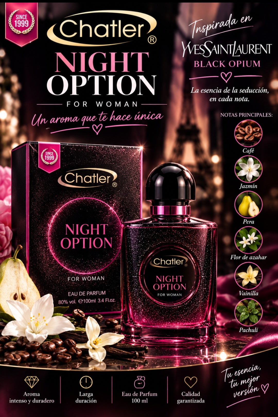 Perfume Chatler Night Option para Mujer 100 ml